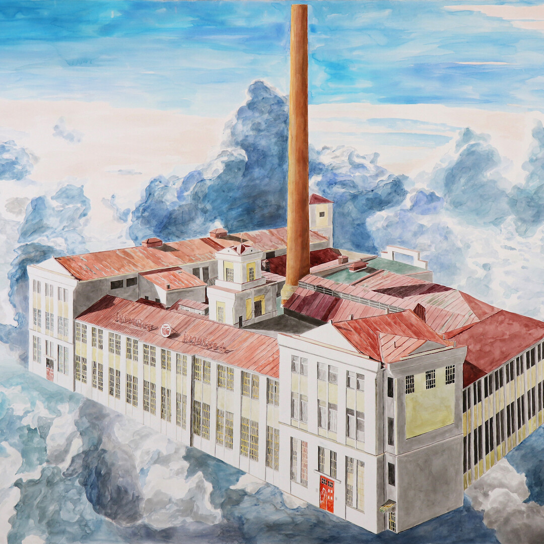 Nina Ivanović, Jugošped, 2021, akvarel na papiru, 200 x 150 cm